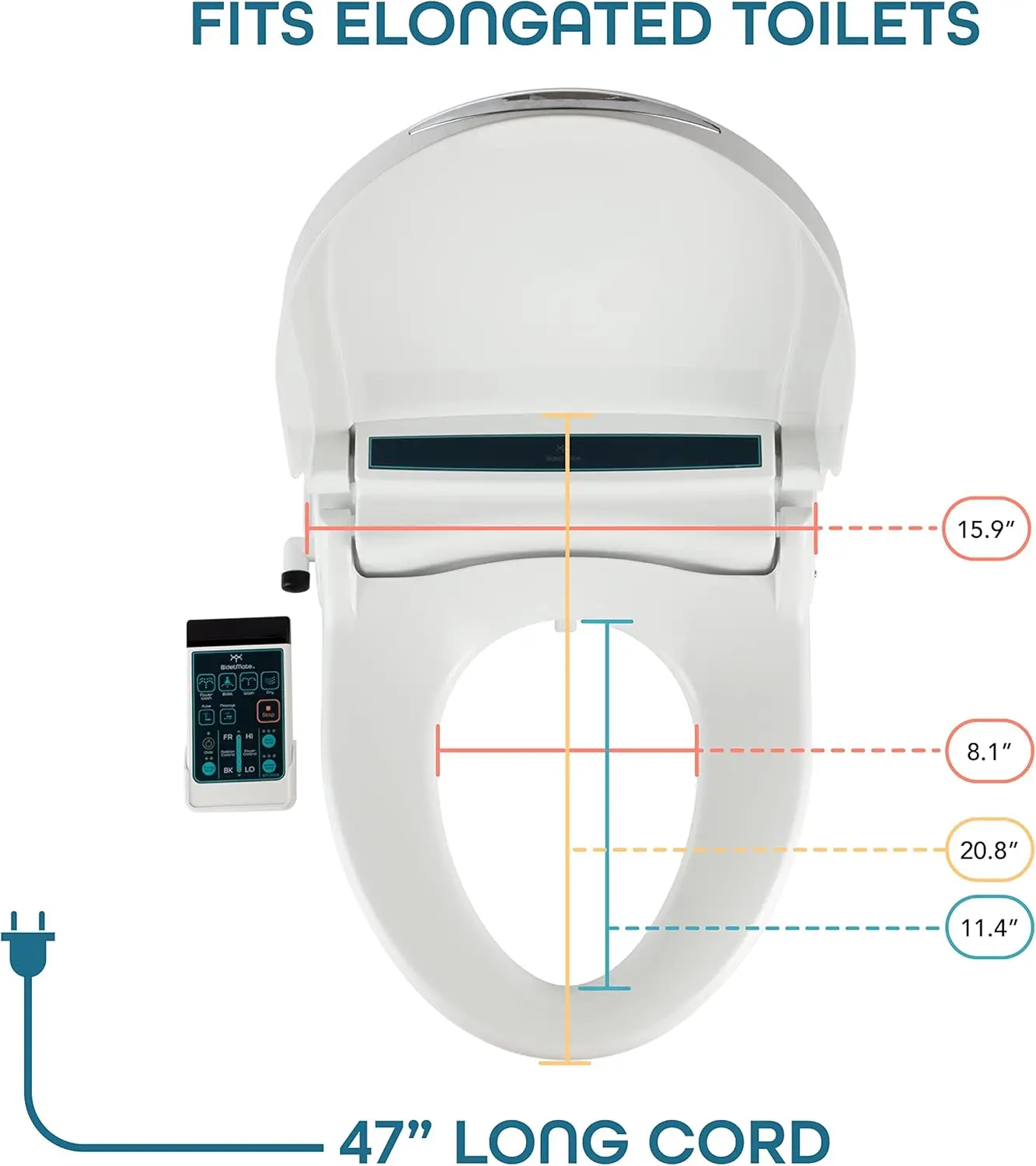 2000 Series Heated Bidet Attachment for Toilet with Unlimited Heated Water, Wireless Remote, Warm Air Dryer