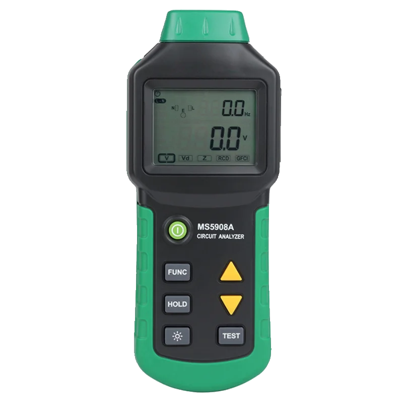 

AC100-240VMS5908A/MS5908 LCD Circuit Analyzer Tester With Voltage GFCI RCD Tester Socket Tester
