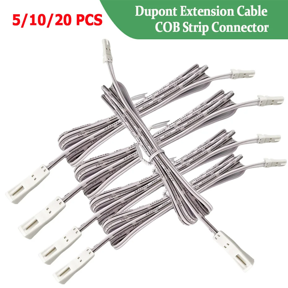 20/10/5 Stück 2m Dupont-Verlängerungskabel Stecker-Buchse Doppelendig 2-Pin 12V 24V COB LED-Streifenlicht Schnellverbinder 5mm 8mm 10mm