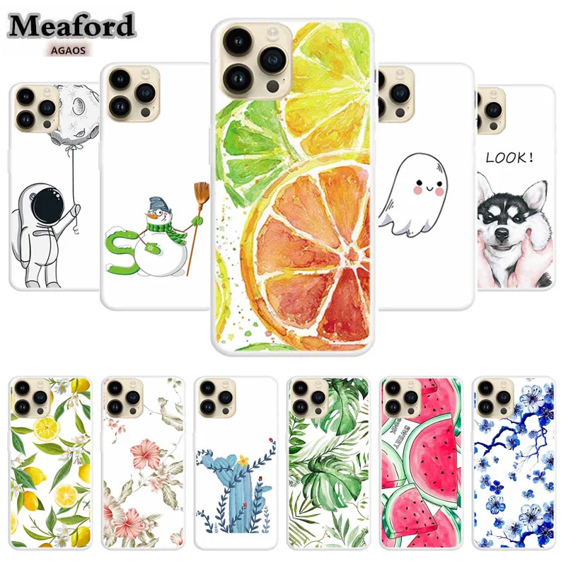 Flower Soft Silicone Phone Case For Apple iPhone 16 15 14 13 12 11 Pro Max 16 15 Plus Transparent Shockproof Love Bumper Cover