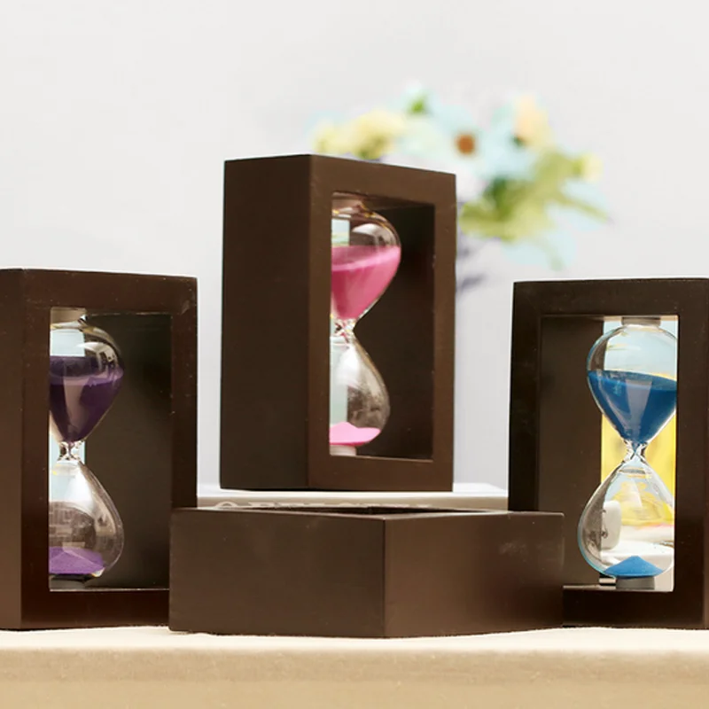 5 Minutes Wooden Hourglass Sand Clock Modern Creativity Home Office Decoration Frame Glass Sandglass Toothbrush Timer Souvenir