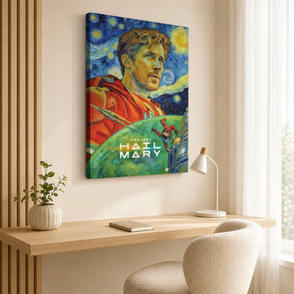 Project Hail Mary Starry Night Style Framed Canvas Print Poster Personalized Modern Aesthetic Canvas Wall Art for Office Decor