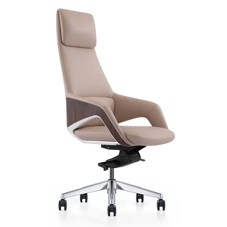Fashion High Back Leather Chair Executive President Office Classroom Cowhide Boss Office  Rotating Ergonomic