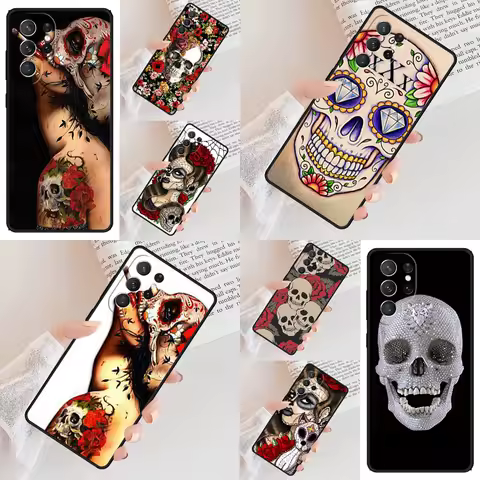 DIAMOND SKULL Phone Case For Samsung Galaxy S24 S23 S22 S21 Ultra S10 Note 10 Pro S20 Plus FE S9 S8 Cover