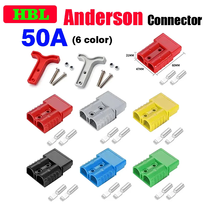 50a 6awg For Anderson Type Plug SB50 Connector Caravan Trailer Solar 4x4 Truck Suitable For Anderson Forklift Battery Connector