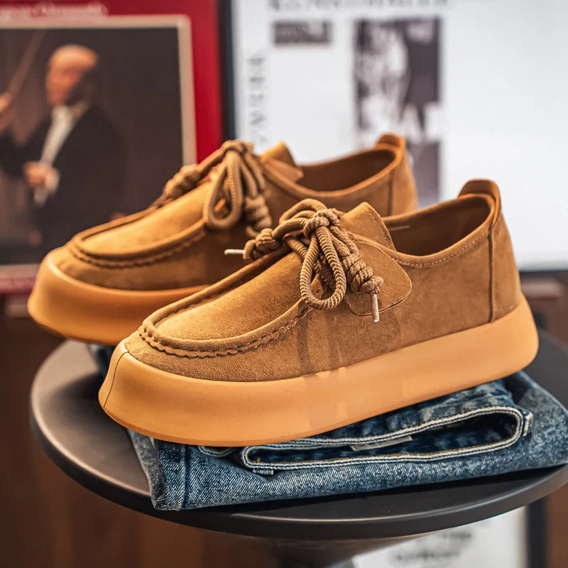 

New Men's Shoes Retro Flat Bottom Casual Shoes Fashion Thick Sole Sneakers for Man Designer Suede Walking Shoe Zapatos De Hombre