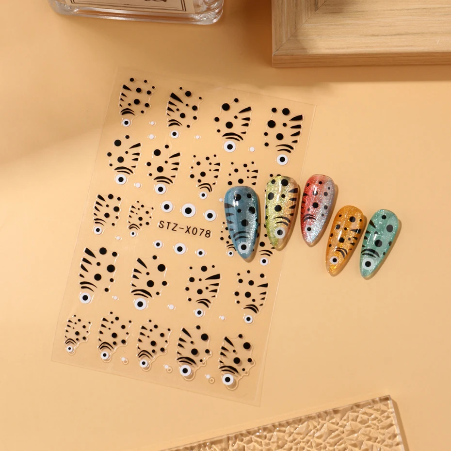 2 pçs kawaii cabeça de peixe adesivos de unhas mar peixe auto-adesivo sliders para unhas y2k oceano animais arte do prego suprimentos decoração