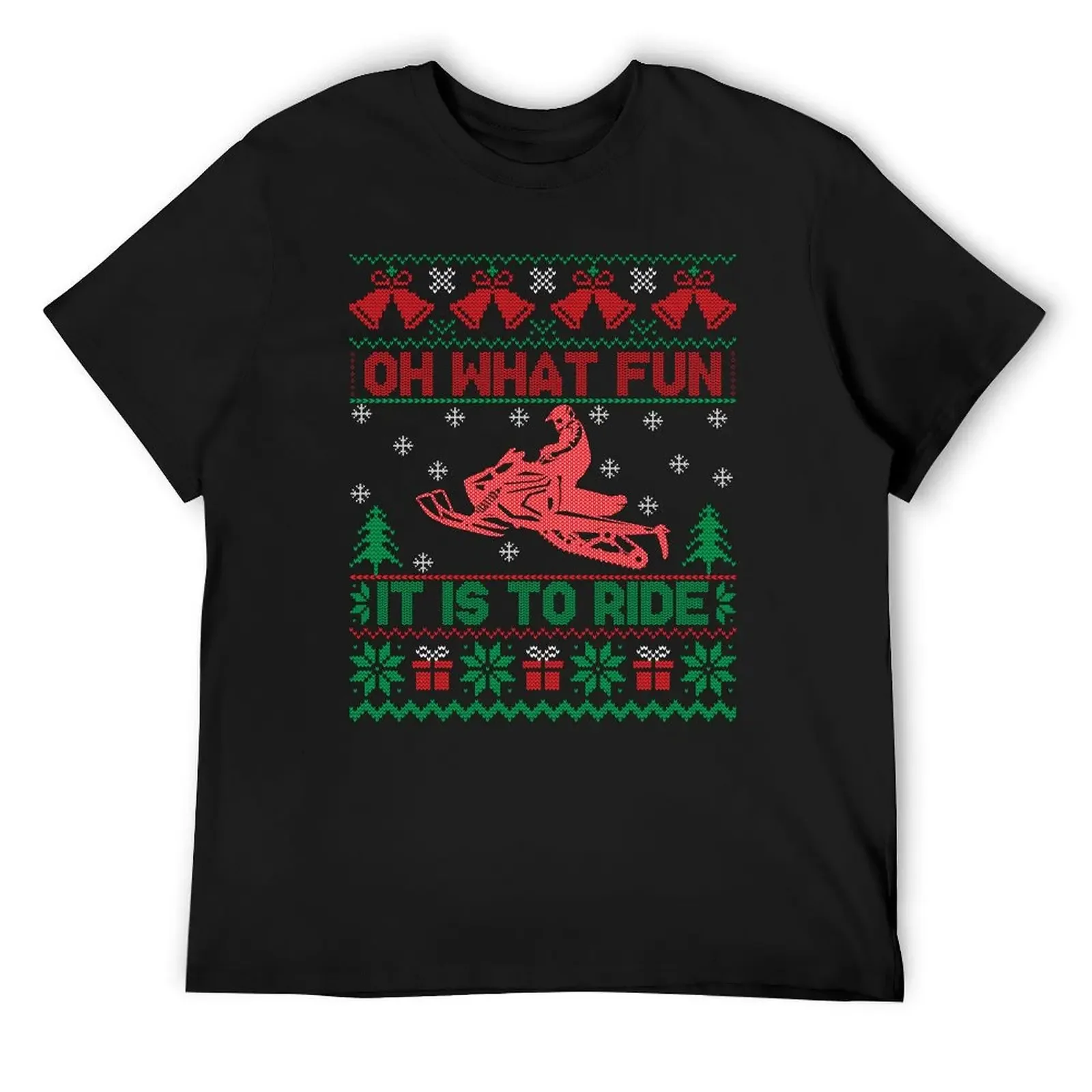 

Уродливый рождественский свитер Oh What Fun It Is To Ride Футболка для снегохода Топы больших размеров Футболки в тяжелом весе для мужчин