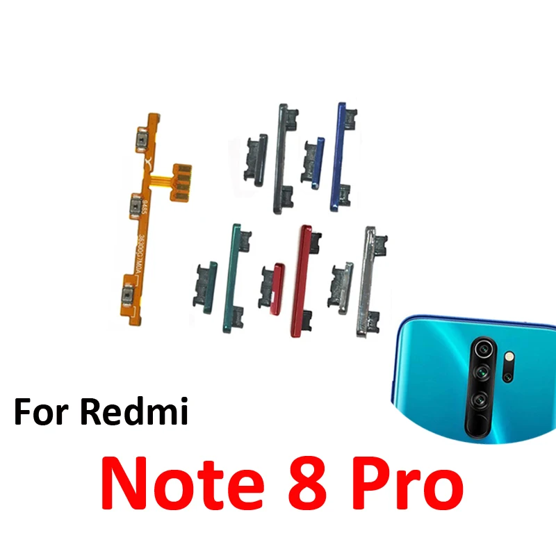 Phone Power Volume Button For Xiaomi Redmi Note 8 pro New On Off Up Down External Key Internal Flex Cable Repair Parts