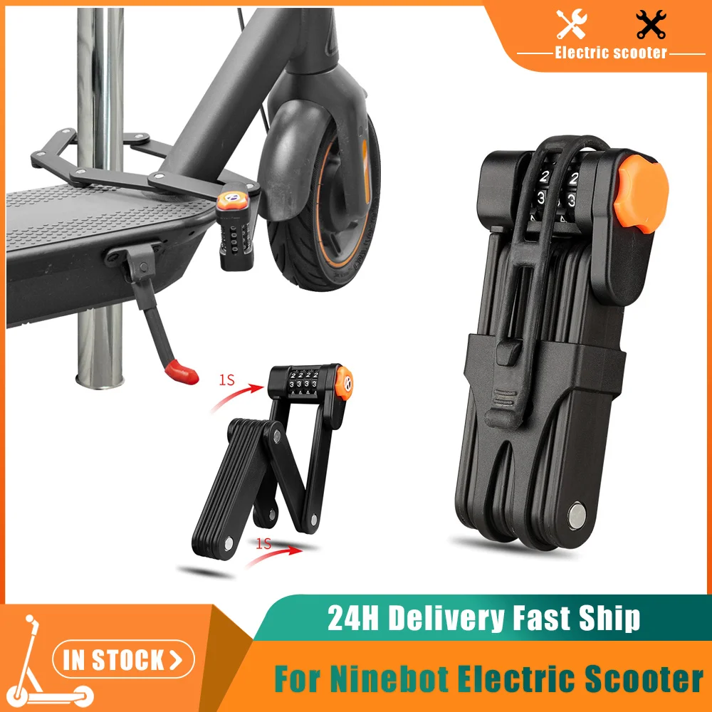 Anti-Theft Foldable trotinette elétrico Lock, Cadeia Cadeado Cabo, Segurança bloqueio de segurança portátil, Ninebot G30, G30D, F20, F30, F40, D38E