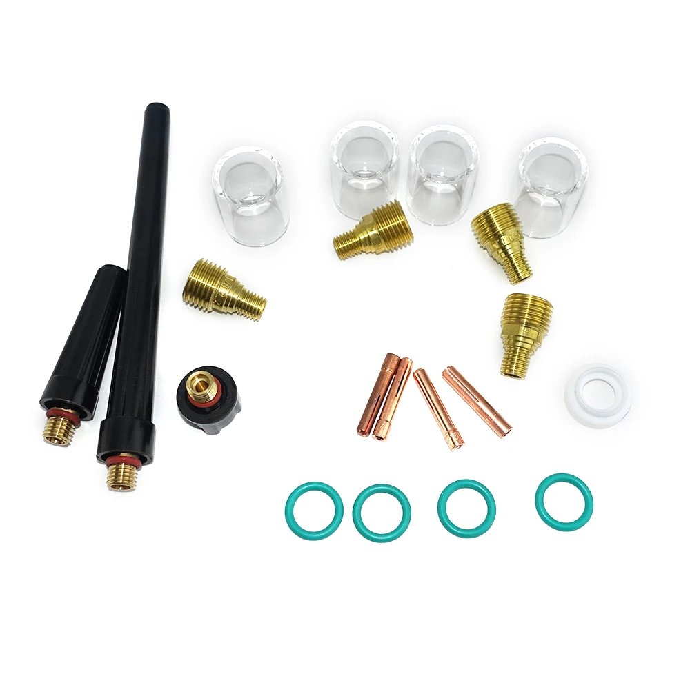 Imagem -04 - Copo de Vidro Kit Tig Soldagem Gás Lente Collet Corpo para Wp9 Wp20 Série Tochas 21 Peças