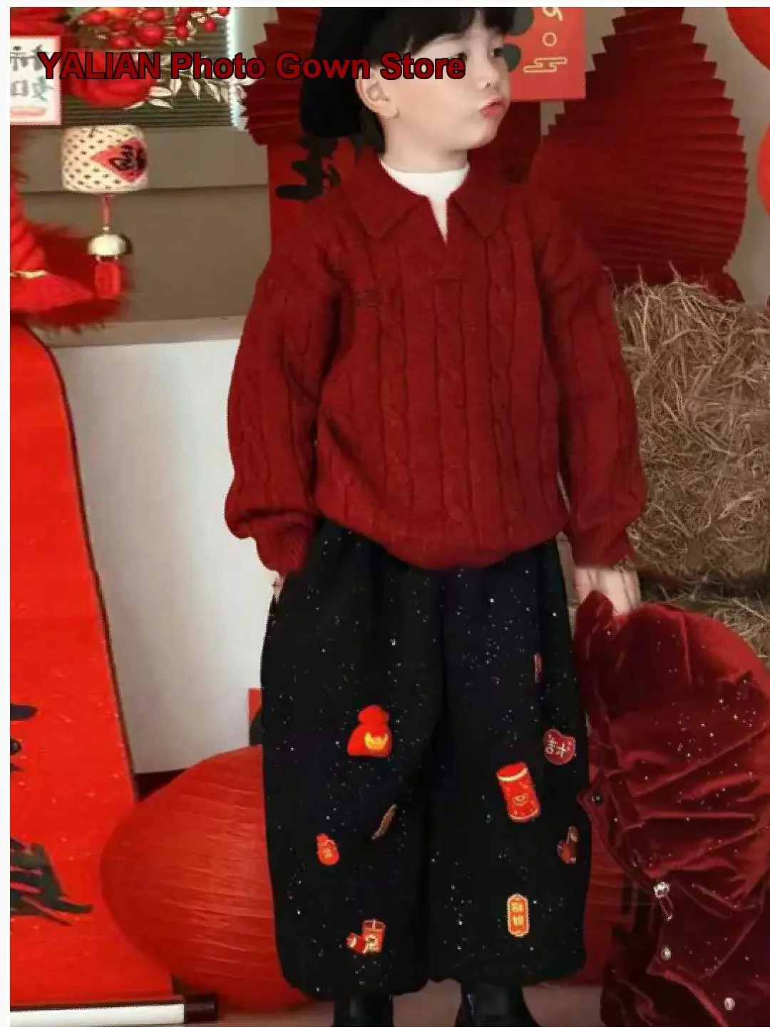 Boys Pullover Sweater Infant 2026 Winter New Year Festive Super Cute Knit Top