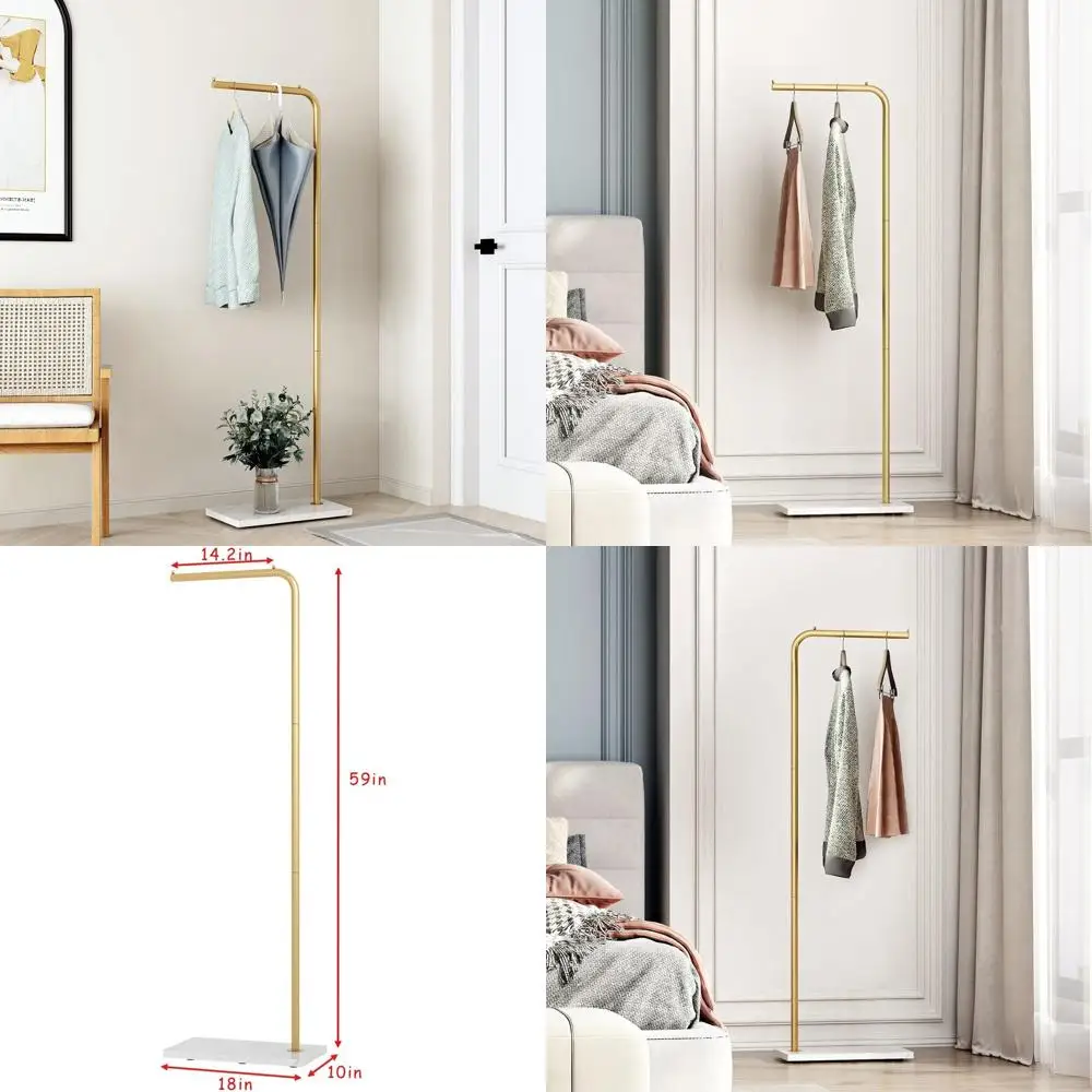 

Sturdy 59 Standing Coat Rack with Heavy Base, 3 Hooks for Entryway, Ideal for Coats and Handbags