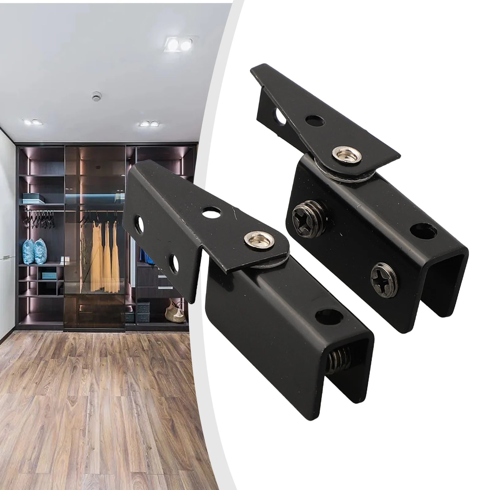 مفصل باب زجاجي غير مثقوب قطعتان من حامل جانبي من الفولاذ المقاوم للصدأ للخزائن الزجاجية مع تركيب آمن قابل للتعديل