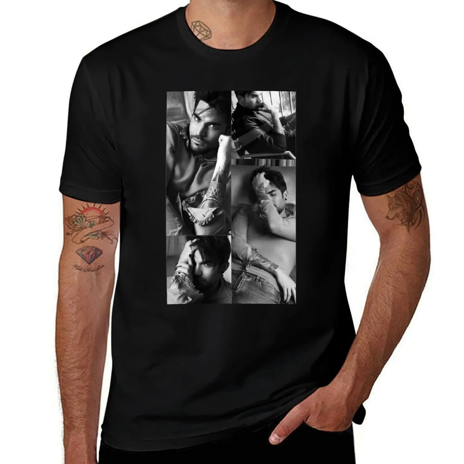 

B&W Adam Lambert T-Shirt funny gifts boys whites custom t shirt Luxury man vintage t shirt men
