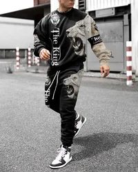 Tracksuit O Neck Loose Clothes Man Long Sleeve Shirt Set 2 Piece Spring/Autumn Sports Suit Casual Streetwear 3D Lion Printed