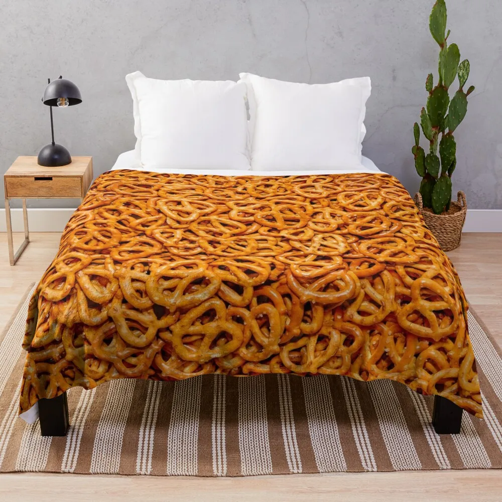 Mini Salty Pretzel Knots Photo Food Pattern Throw Blanket blankets and throws Luxury Designer Luxury St Blankets