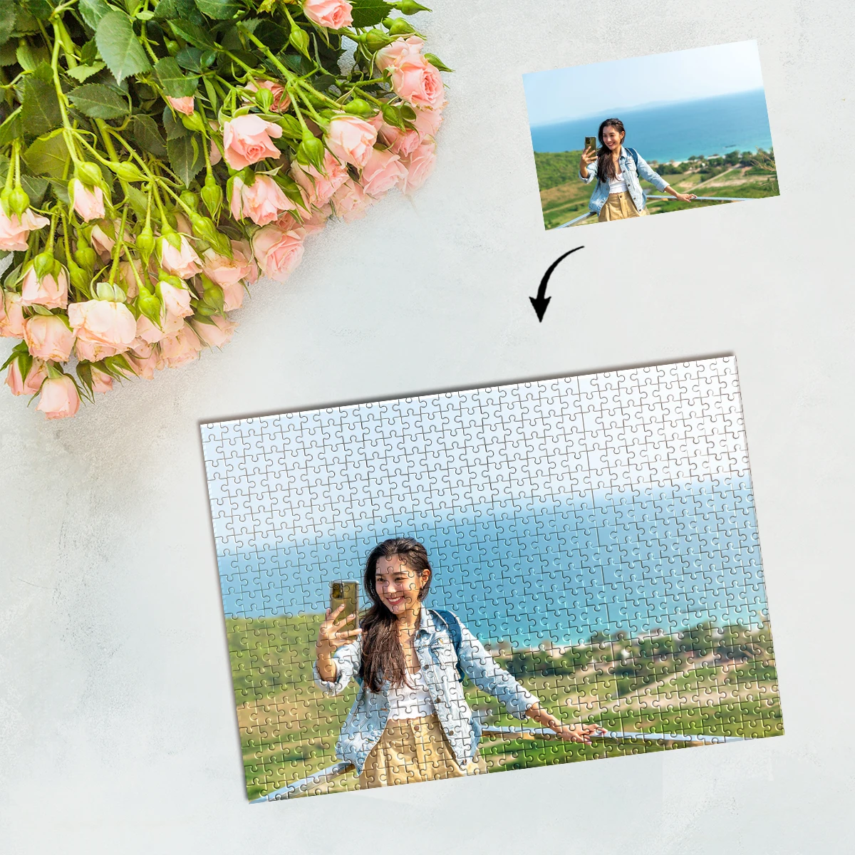 35/150/300/500/1000 قطعة في الهواء الطلق Selfies مخصص صور بازل قطع شخصية الضغط الألغاز صديقة هدية #4