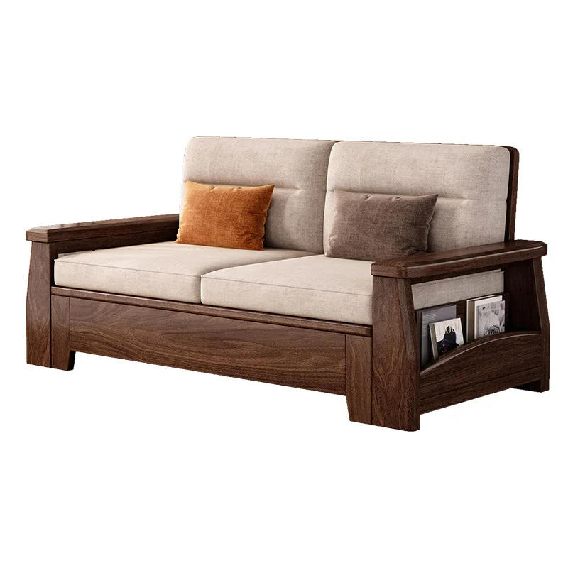 

New Chinese style, solid wood sofa, living room full small apartment combination, modern simplicity