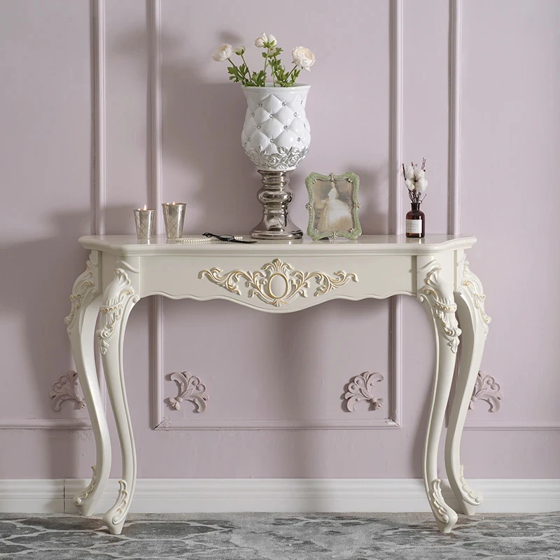 

European Style Hallway Console Table Retro Vintage Semi-circle Entrance Furnit Living Room Home Furniture Decoration Gold Silver