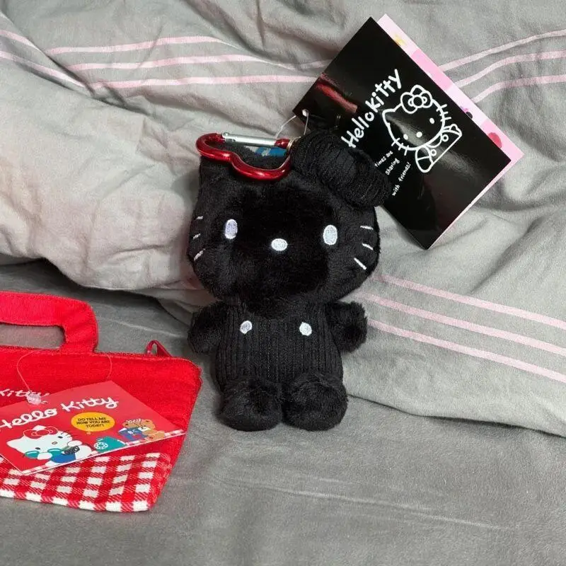 

Kawaii Hellokitty 50Th Anniversary Black Plush Pendant Cute Ugly Style Doll Bag Keychain Fashion Cartoon Decor Accessory