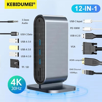 12 in 1 Docking Station PD 100W USB C HUB Type C to HDMI-Compatible Adapter 4K 30Hz VGA RJ45 USB HUB Splitter Dock for Laptops