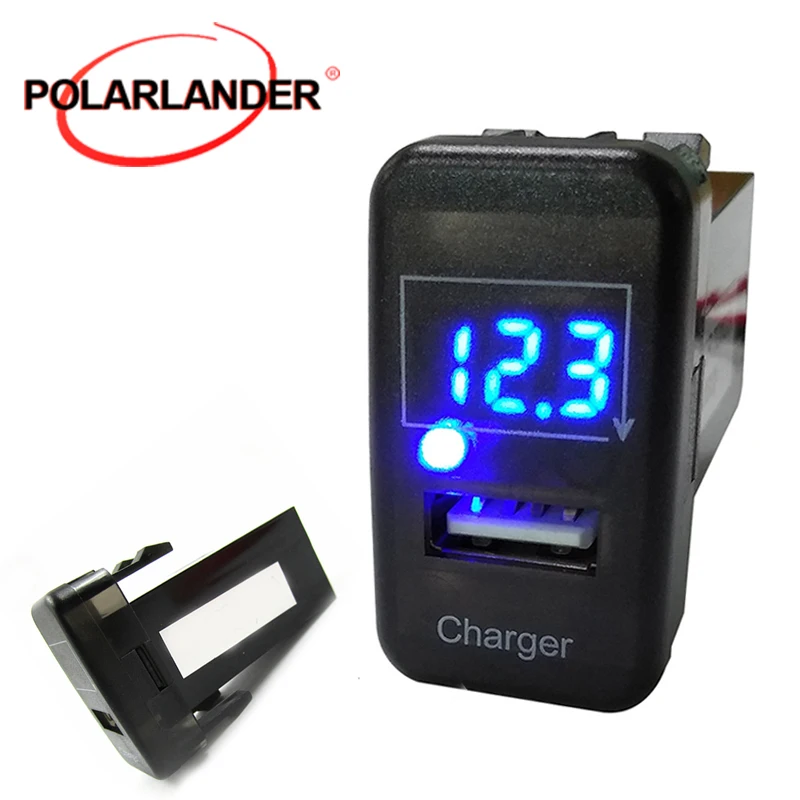 

Fast Charger Led Light Car Charger Accessories Voltmeter Monitor Display USB Port Socket Adapter Dashboard 5V 2.1A for Toyota