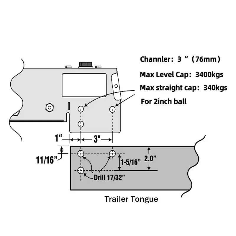 3.4 ton T US standard 2 inch ball head impact hydraulic disc brake connector trailer cover coupler