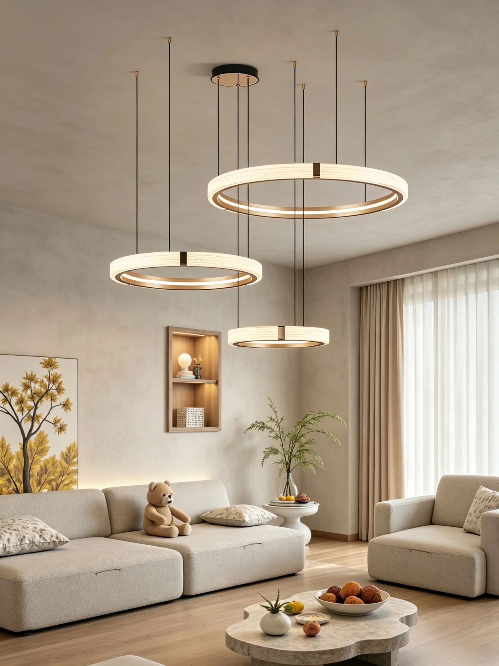 Modern design creative round simple chandelier ring Lights suitable for living room bedroom restaurant home round Pendant Lights