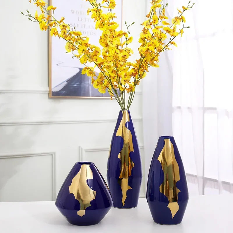 

Ceramic Vases Home Decoration Ornaments Desktop Flower Arrangement Container Flower Pots Hydroponics Flower Vase 3-piece Suit