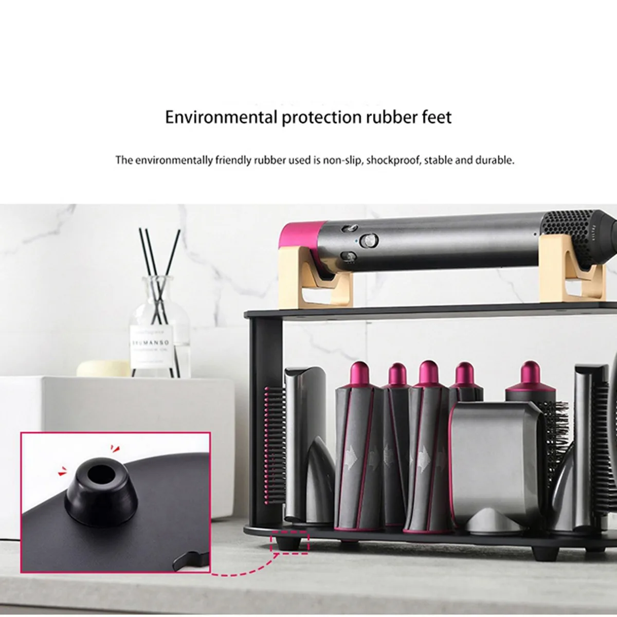 Hair Dryer Shelf Storage Stand Hair Curling Hair Curling Bracket Airwrap Storage Rack Bathroom Shelf Organizer Household Items