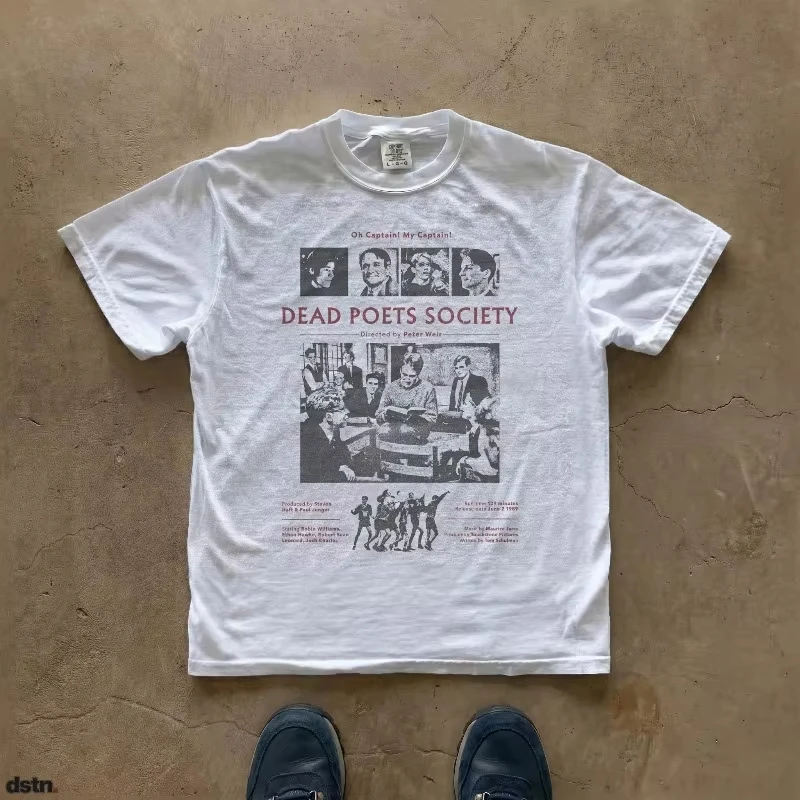 Dead Poets Society T-shirt | Movie Poster Pattern T-shirt Men's T-shirt Summer New Retro Unisex Casual Fashion Y2K T-shirt