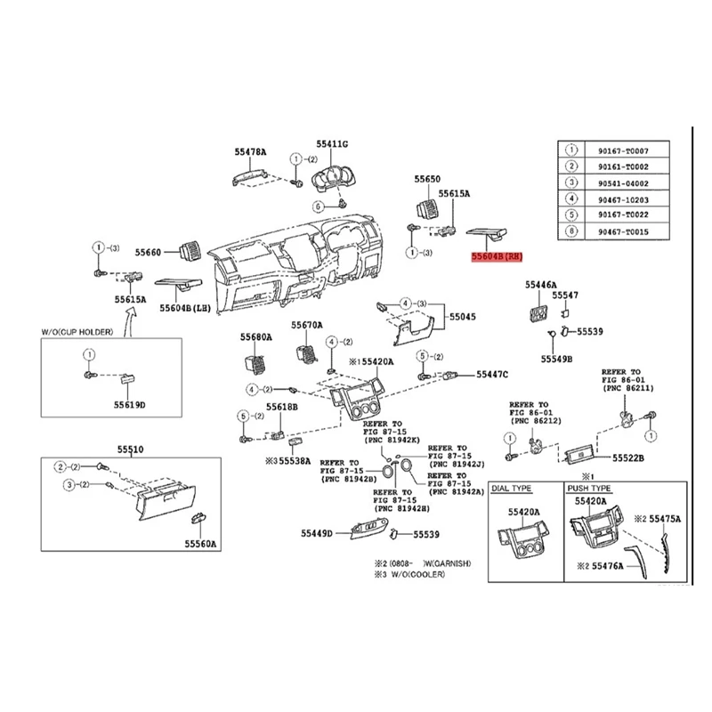 Portavasos para salpicadero de coche, conjunto de bandeja, 556040K010 55604-0K020 para Toyota Hilux 2005-2014, edición en el extranjero, izquierda/derecha, 1 par