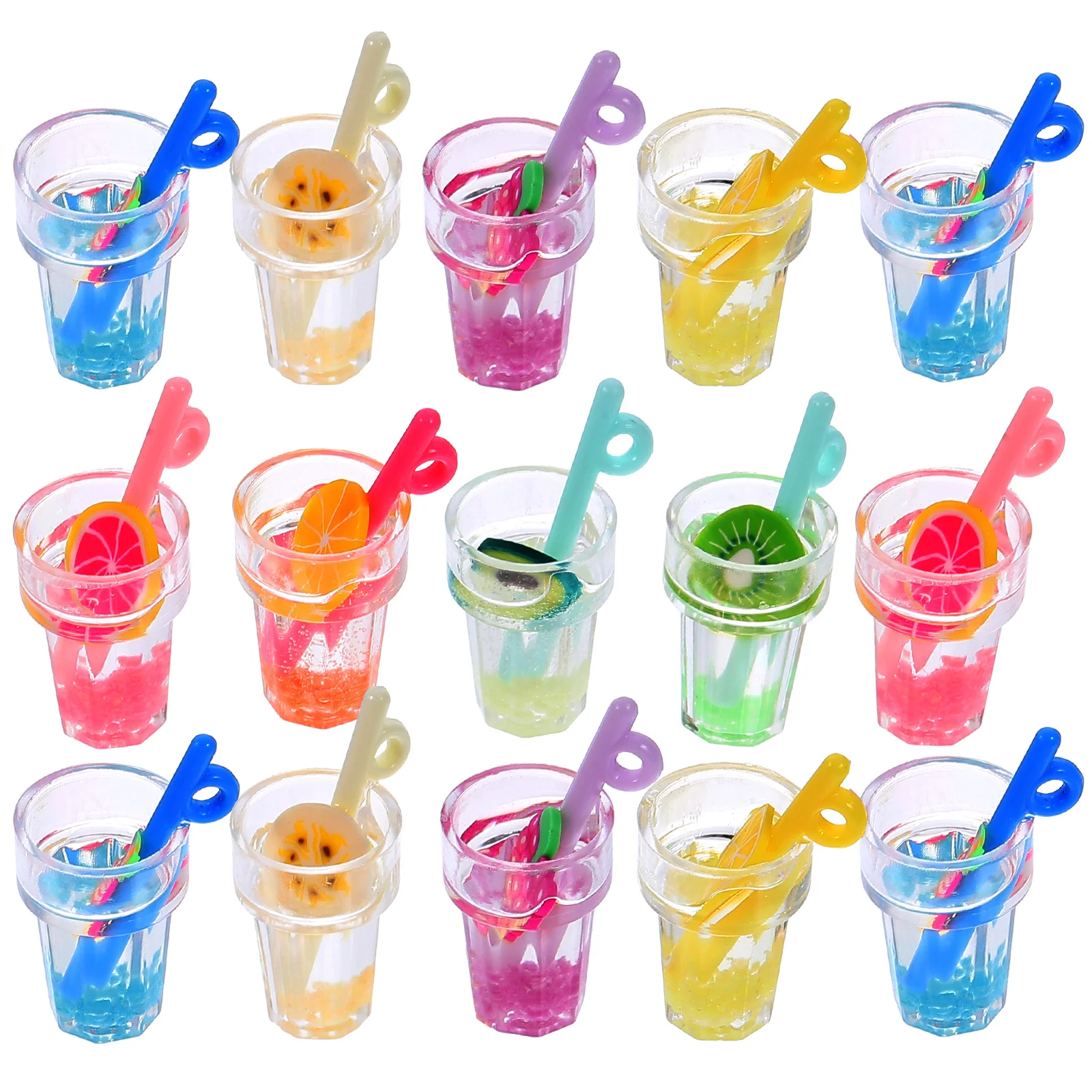 30 Pcs Luminous Fruit Cup Phone Case Toy Drink Shape Charm Craft DIY Charms for Jewelry Making Cover Handmade Decor