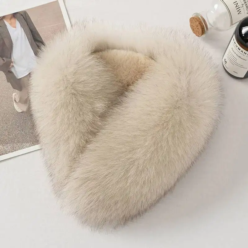 

Меховой шарф Зимний шарф из лисьего меха с мехом кролика рекс Женский теплый шарф из натурального меха Роскошный толстый меховой шарф на шею Сохраняет тепло