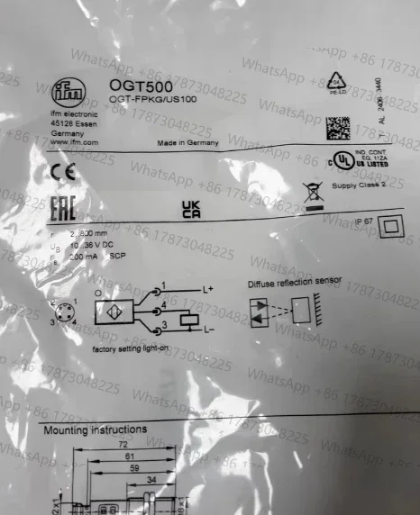 IFM    Diffuse reflection sensor OGT500 OGT-FPKG/US100