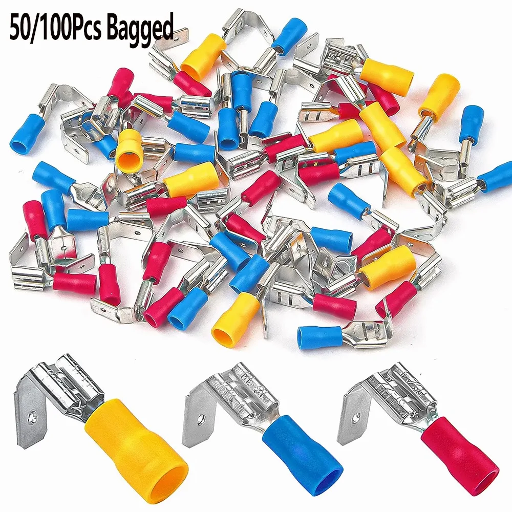 

50/100Pcs Piggy Back Wire TerminalsPiggyback Cord Disconnect Crimp Splice Wirefy Electrical Solderless Connectors Bagged