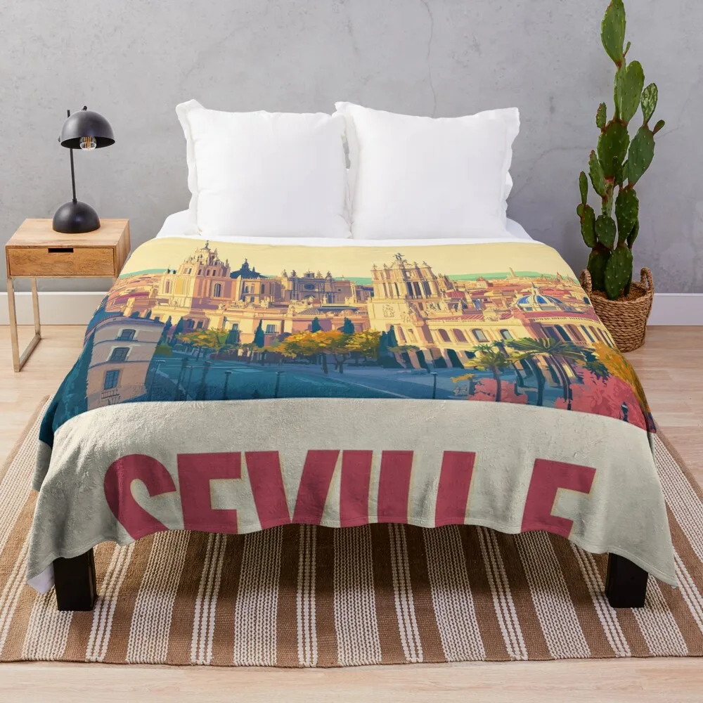 

Seville Wall Art – Vibrant Spanish Cityscape Print, Colorful Seville Decor, Spain Travel Poster Throw Blanket Quilt Blankets