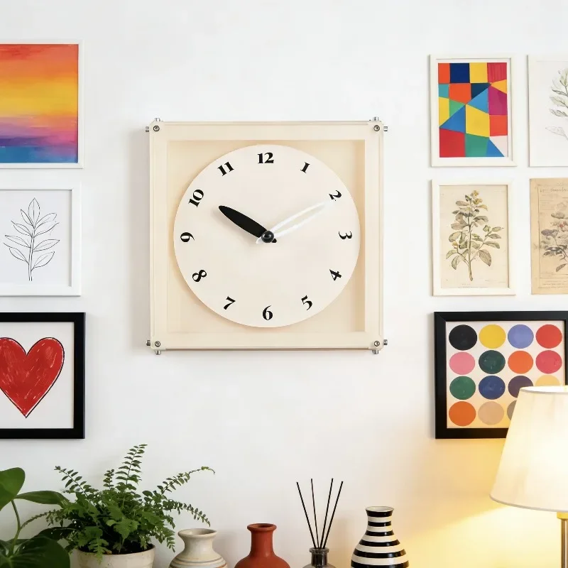 Modern Minimalist Wall Clock Square Elegant Wall Clocks Living Room Decoration Aesthetic Art Silent Clocks Interior Ornaments