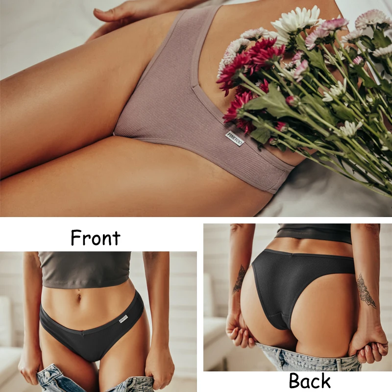 FINETOO 3/5Pcs Cotton Brazilian Panties Women's Panties Sexy V Waist T-Back Underwear Female Soft Underpants Lady Bikini Lingeri - Image 4