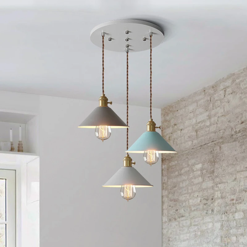 

Macaron E27 Industrial Vintage Chandeliers Hanging Lights Ceiling Metal Pendant Lamps For Home Kitchen Restaurant Bar Decor