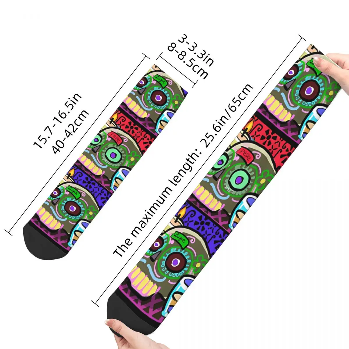 Funny Men's Socks Sugar Skulls Vintage Day Of The Dead Mexico Skull Hip Hop Seamless Crew Sock Gift Pattern Printed