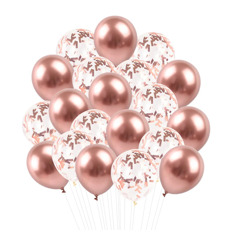 

20pcs 12inch Rose Gold Confetti Latex Balloons for Girl Birthday Party Decoration Woman Wedding Bridal Shower Supply Baby Shower