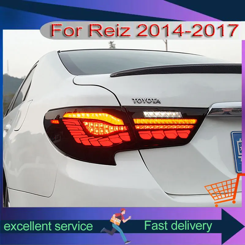 Car For Toyota 2013-2019 Mark X Reiz Tail Lamp Upgrade DRL Dragon Scale Style Rear Light LED Turn Signal Brake Auto Accessories