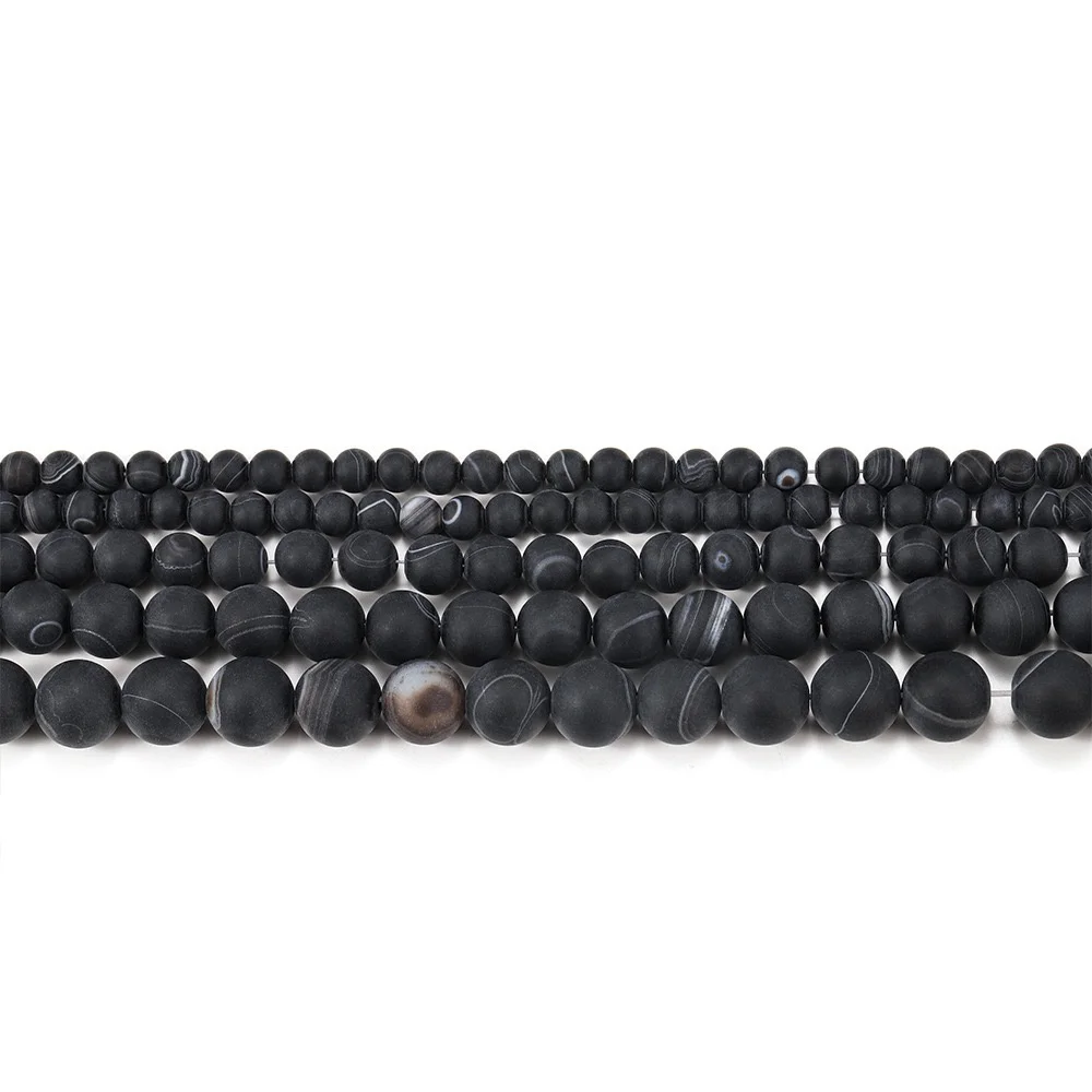 Natural Stone matte black Stripe Agate Beads for Jewelry Making DIY Necklace Bracelet Gifts 6-12mm Onyx Material Charm Fashion