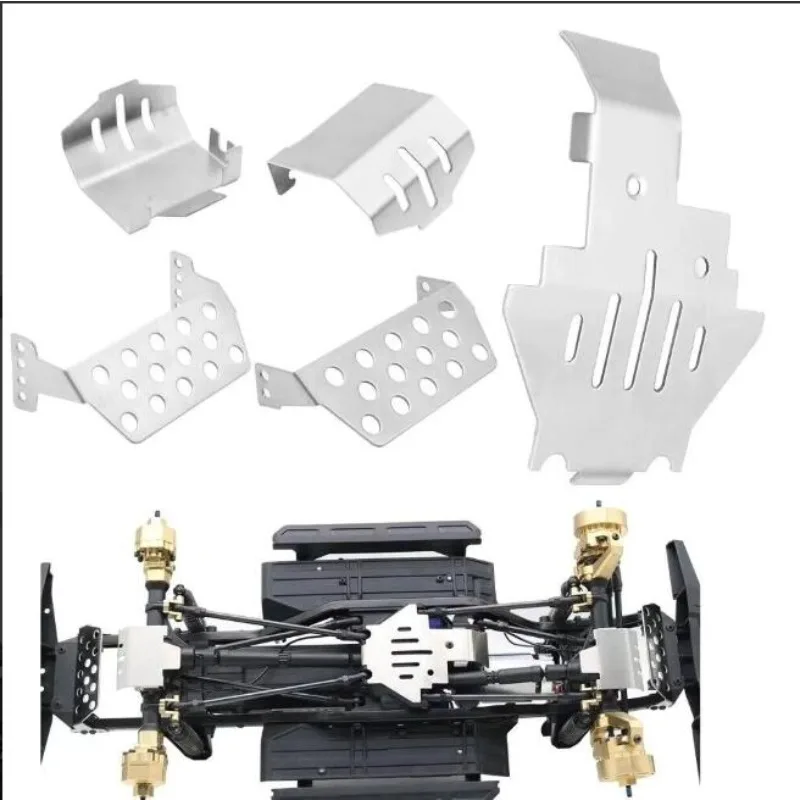 Stainless Steel Chassis Armor Skid Plate Set for 1/10 TRAXXAS TRX4, Axle Protector, Front & Rear Guard, Bumper Plate, 5pcs/Armor