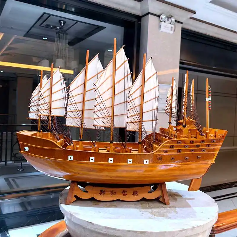

62cm Zheng He Treasure Ship Antique Sailing Ship Model Solid Wood Handmade Chinese Home Decor Collection Decorative Crafts