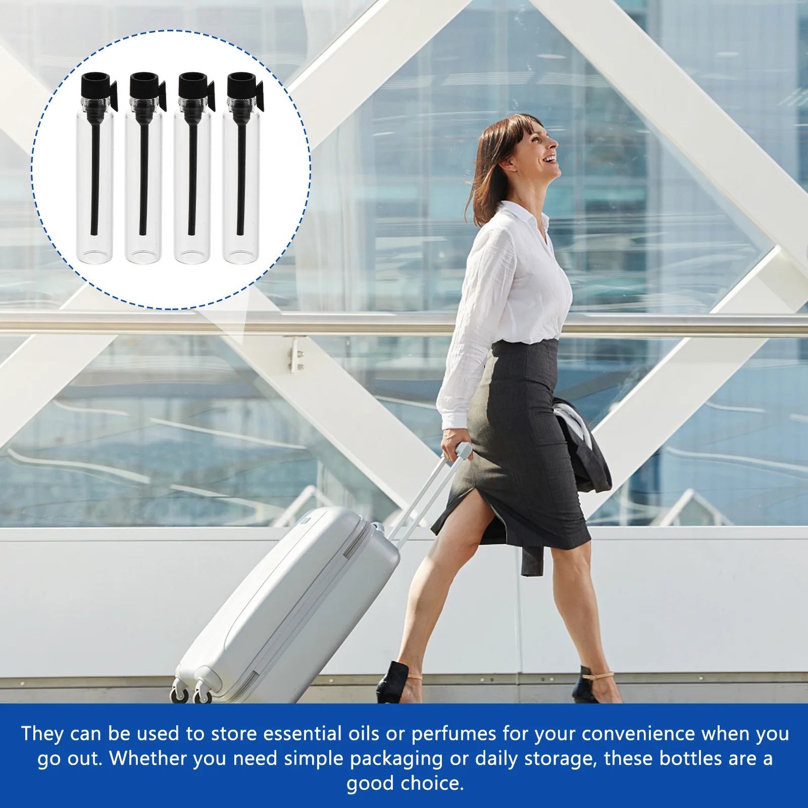 

50Pcs Essential Oil Bottles Glass Portable 2ml Mini Perfume Containers Travel Empty Aromatherapy Bottles Durable Clear