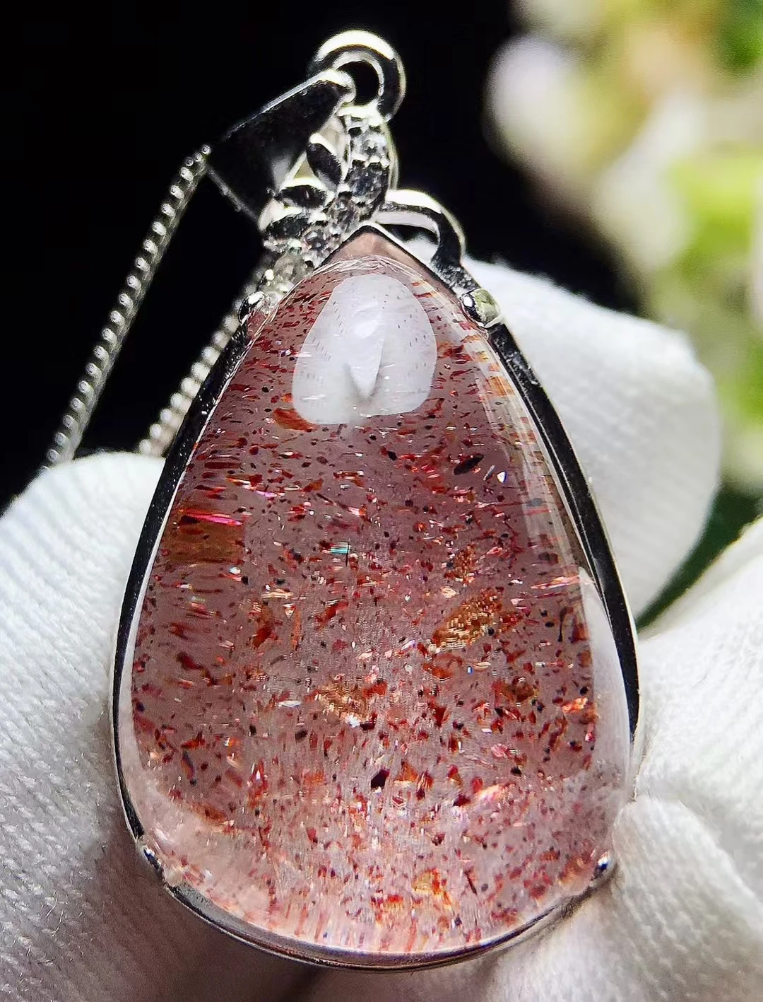 Natural Red Super Seven 7 Rutilated Quartz Pendant 21.5/15.6/10.7mm Water Drop Women Men Super Seven AAAAA