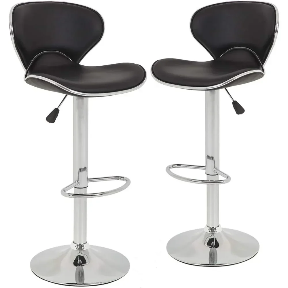 

Set of 2 Bar Stools, Counter Height Adjustable Bar Chairs with Back Barstools PU Leather Swivel Bar Stool Kitchen Counter